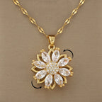 Naszyjnik z obrotowym wisiorkiem kwiatem przeciwstresowym dla kobiet