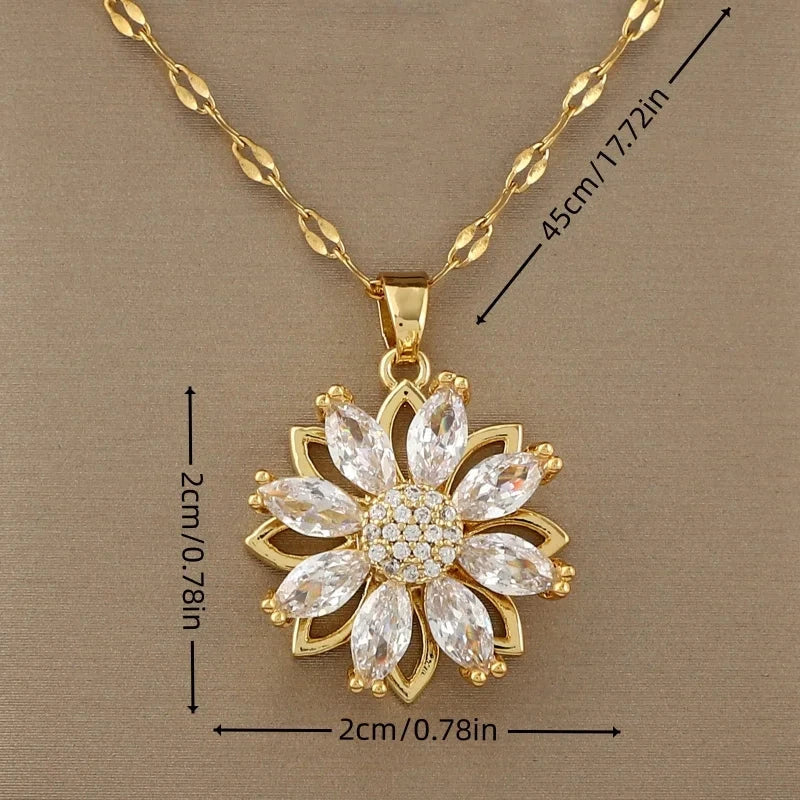 Halskæde med roterende blomstervedhæng mod stress til kvinder