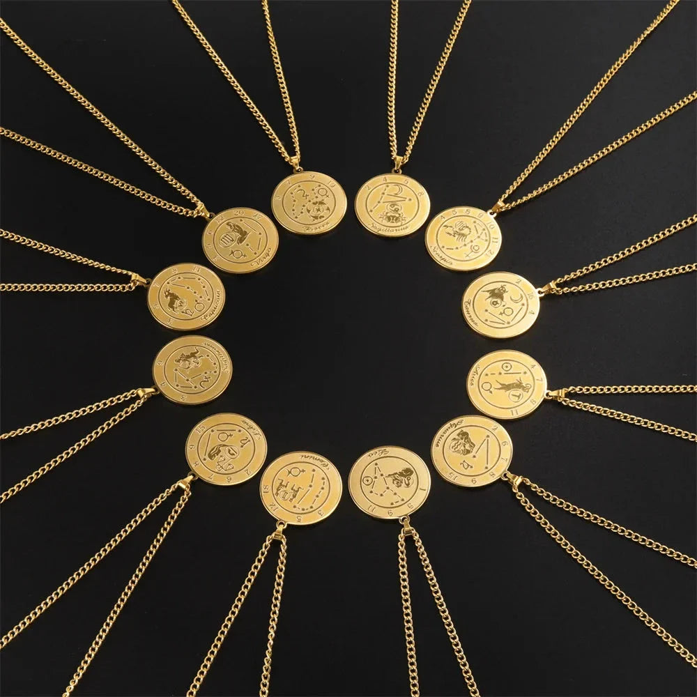 Halskæde med vedhæng af astrologisk stjernetegn til mænd eller kvinder