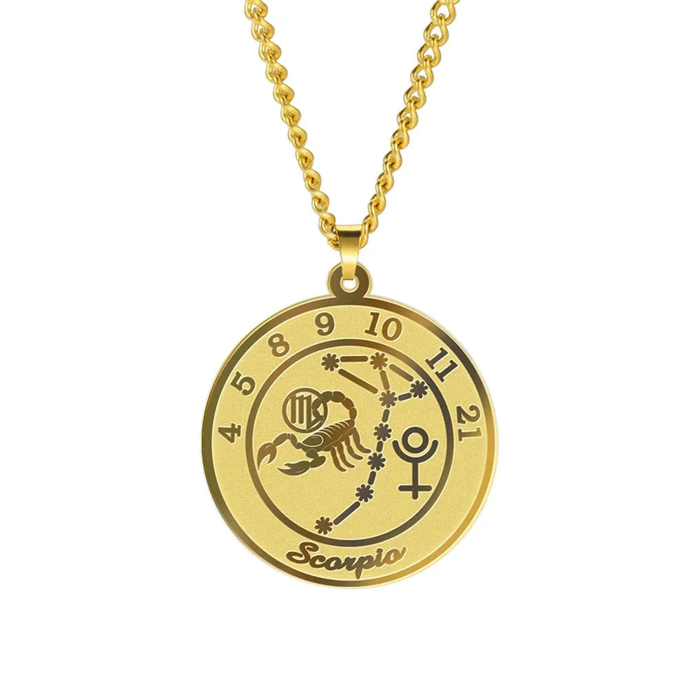 Collier avec Pendentif Signe du Zodiaque Astrologique Homme ou Femme