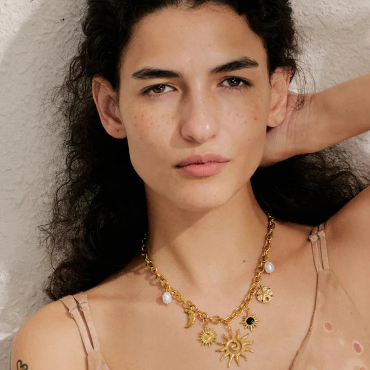 Collier avec Pendentif Soleil et Lune Femme