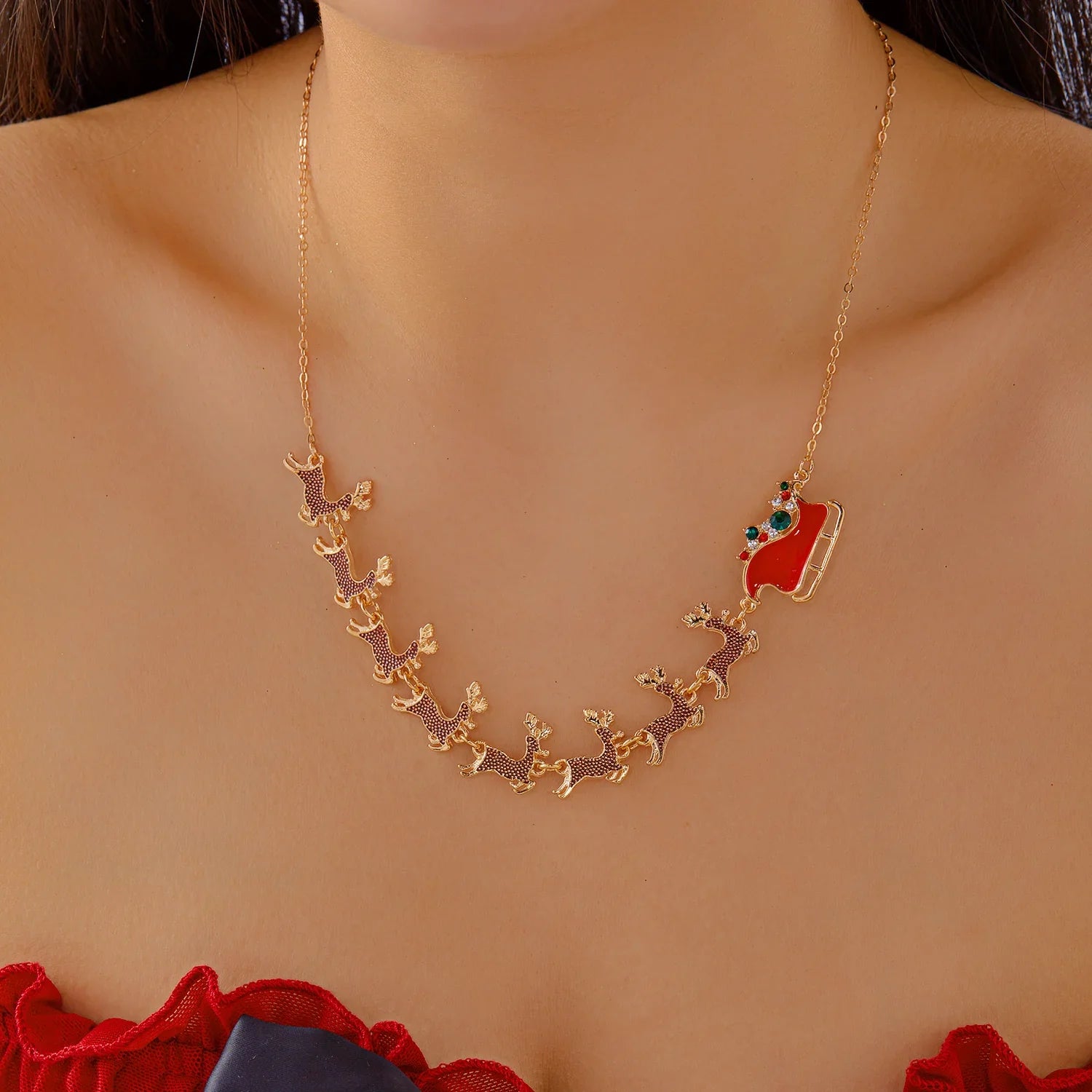 Halskæde med juleslædevedhæng