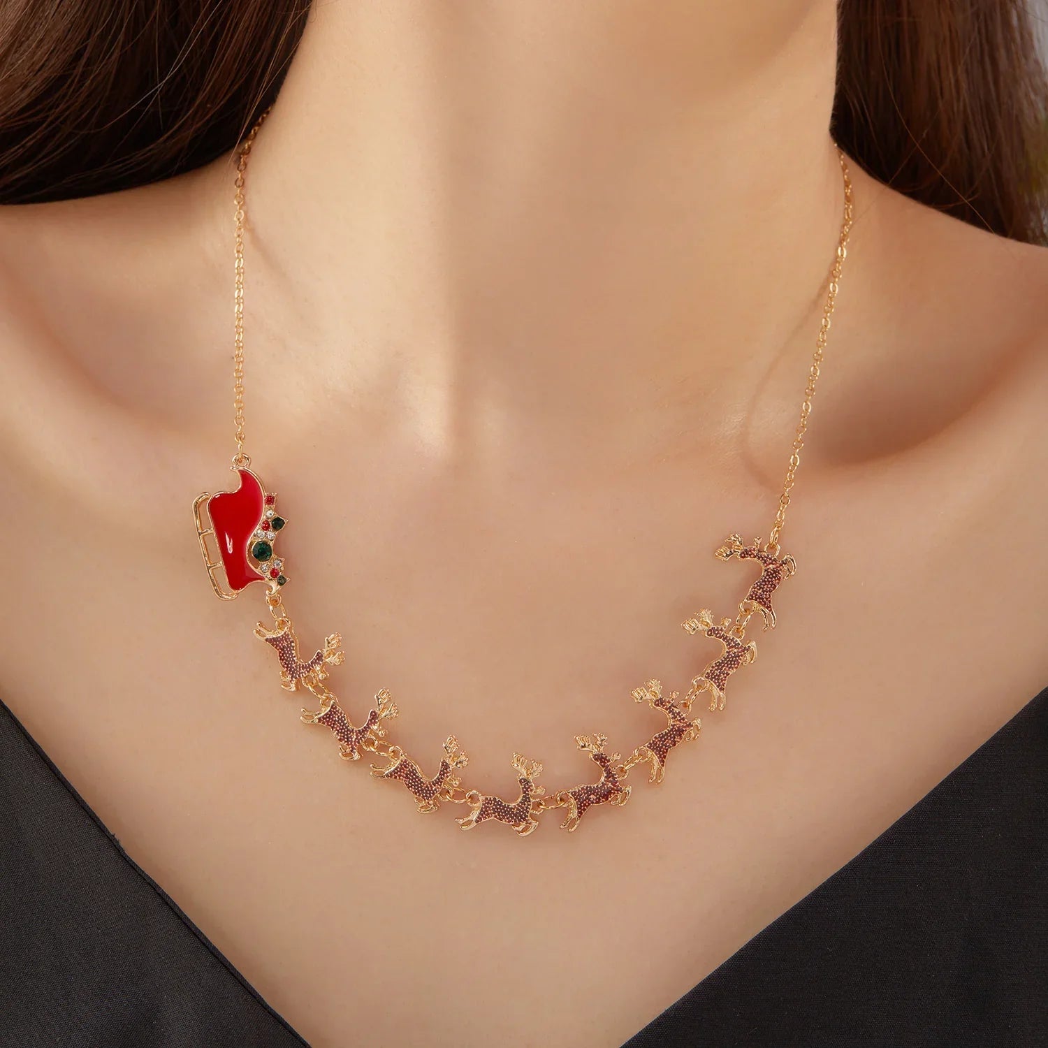 Halskæde med juleslædevedhæng