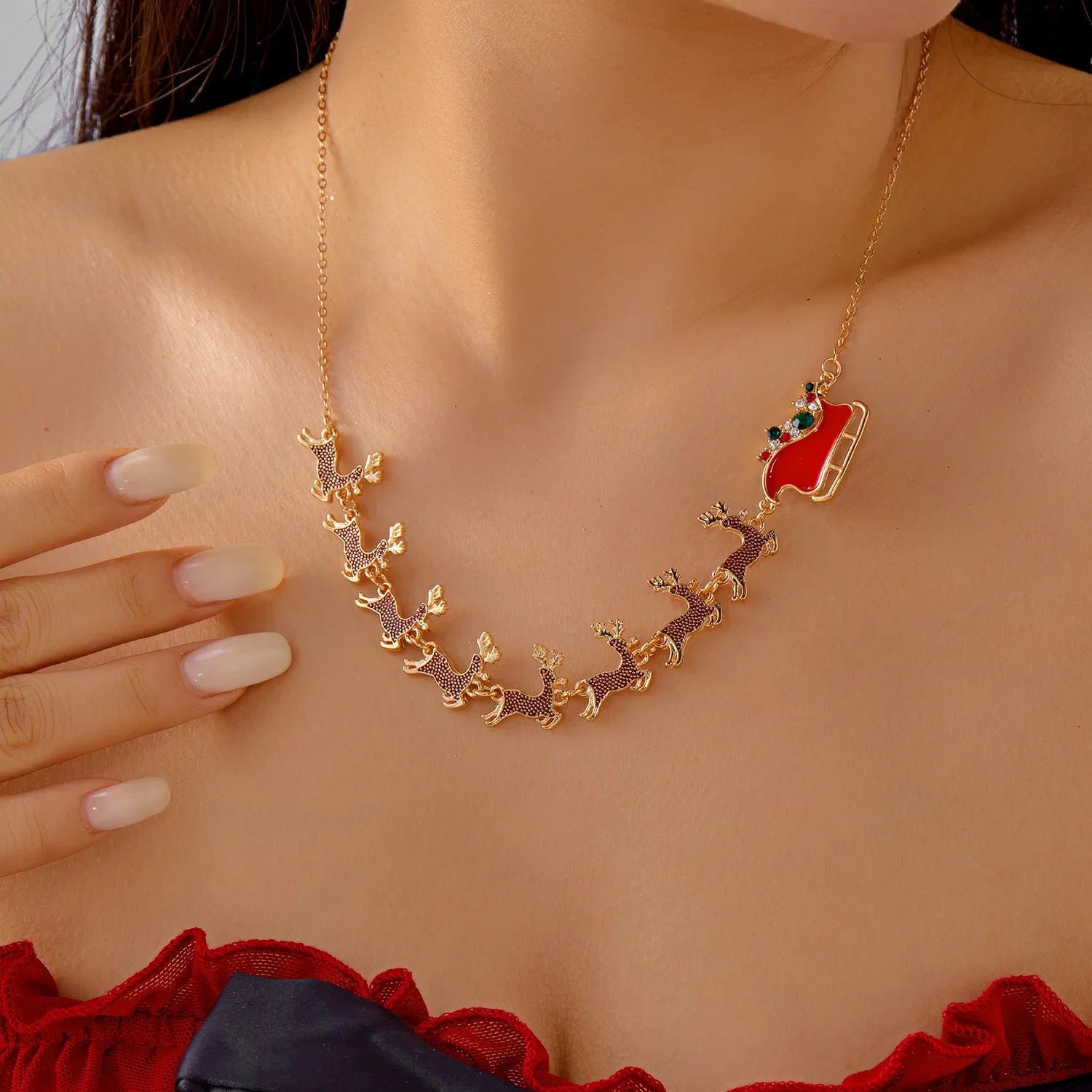 Halskæde med juleslædevedhæng