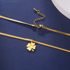 Halskæde med vedhæng med firkløver held og lykke guld