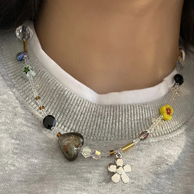 Collier avec Pendentifs Fleurs pour Femme