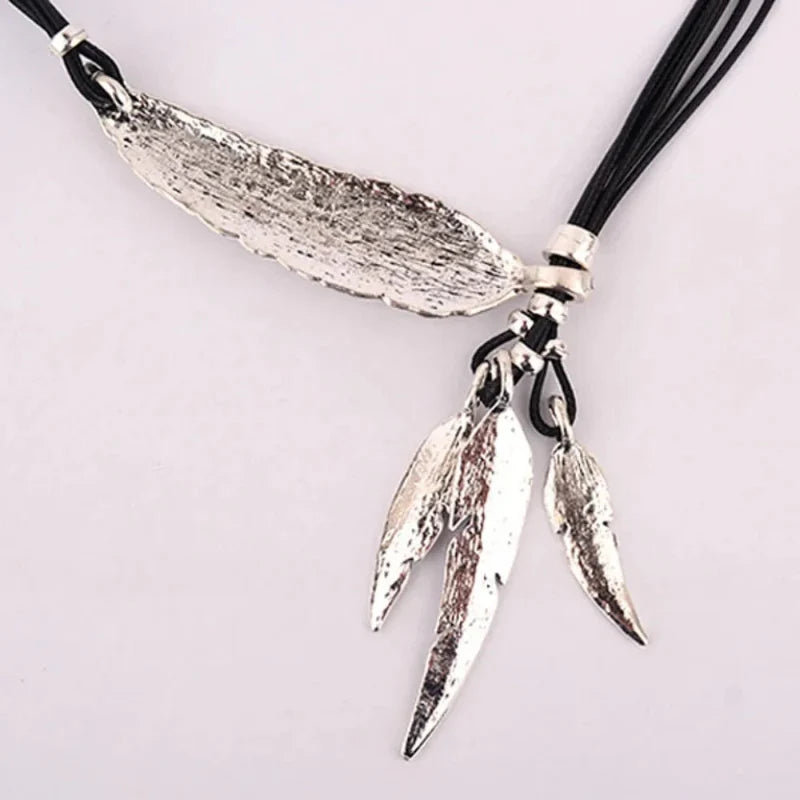 Collier avec Pendentif Plumes argent