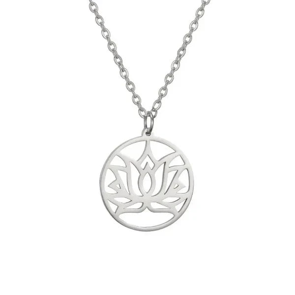 Collier Bouddhiste Fleur de Lotus argent
