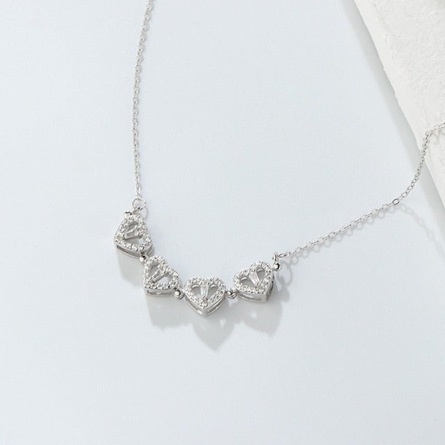 Naszyjnik Serce Czterolistna Koniczyna Zawieszka Przynosząca Szczęście Srebrna