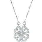 Naszyjnik Serce Czterolistna Koniczyna Zawieszka Przynosząca Szczęście Srebrna