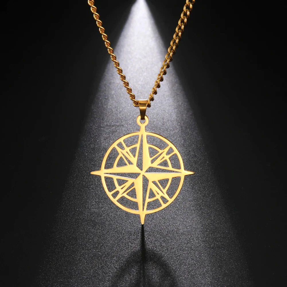 Kompas Halskæde Vedhæng Kompas Vindrose guld