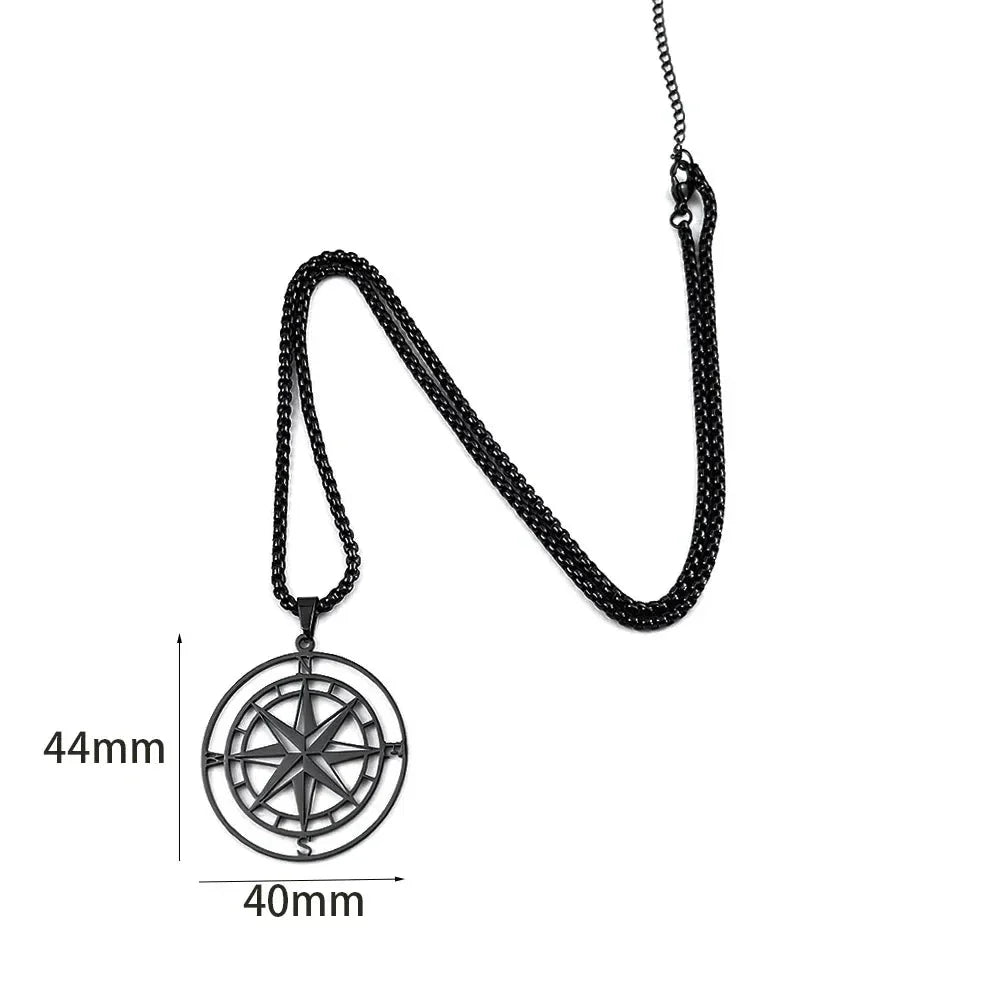 Collier Compas Pendentif Boussole Rose des Vents Points Cardinaux