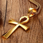 Naszyjnik z krzyżem egipskim, złoty wisiorek