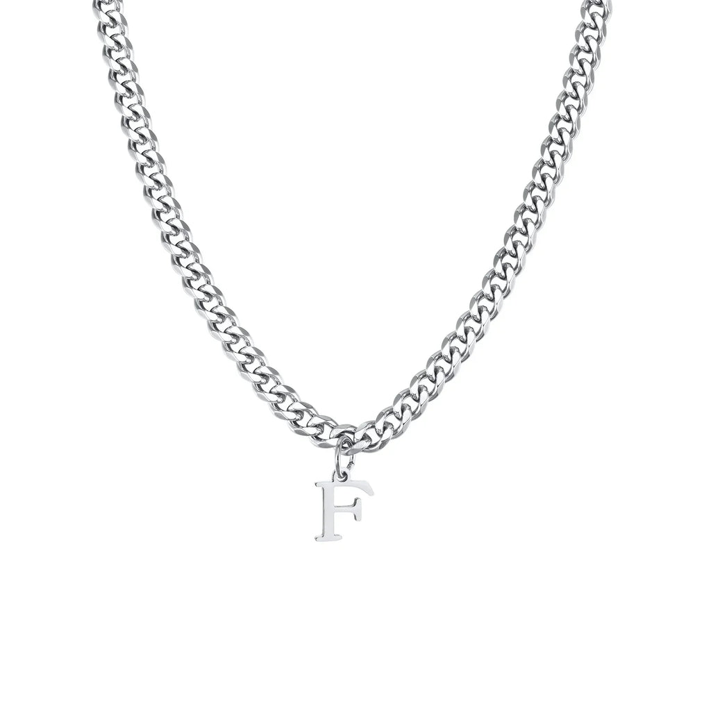 Męski naszyjnik z personalizowaną zawieszką z inicjałem f
