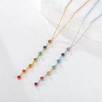 Naszyjnik ochronny z długim wisiorkiem z kamieni 7 czakr srebrny