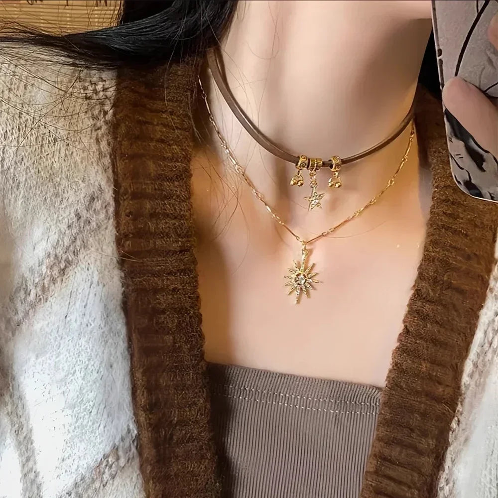 Dobbelt vedhæng halskæde sol