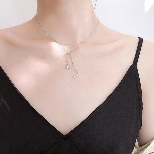 Halskæde Måne & Sol i sølv