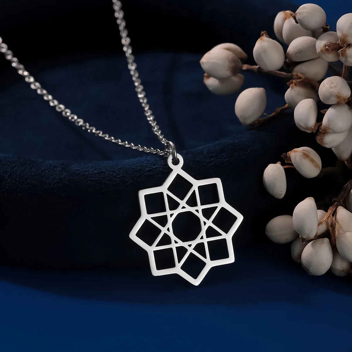 Halskæde Octagram Vedhæng Mandala Hellige Geometri sølv