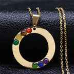Naszyjnik z zawieszką 7 czakr Kwiat Święty Kamienie Naturalne Łańcuch Męski Damski 3 złoty