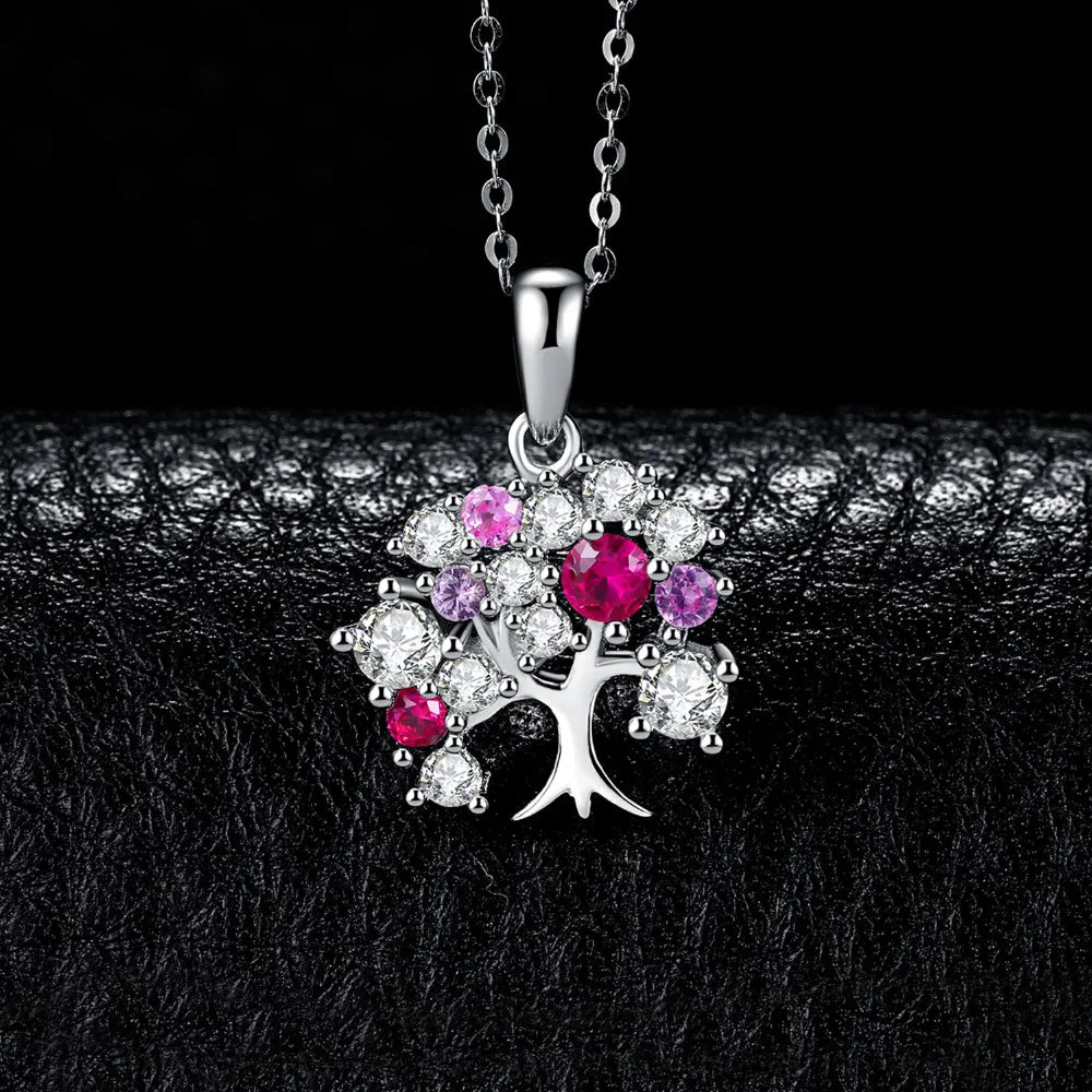 Collier Pendentif Arbre de Vie avec Pierres pour Femme
