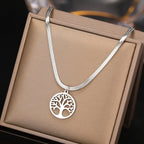 Naszyjnik i wisiorek Drzewo Życia - Łańcuszek i medalion damski Drzewo Życia srebrny