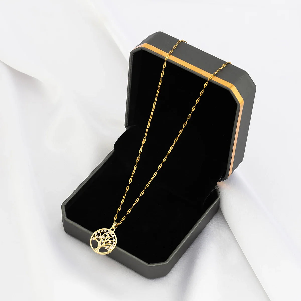 Collier Pendentif Arbre de Vie avec Crystal