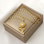 Naszyjnik z zawieszką z sercem i obracającym się słonecznikiem przeciwstresowym