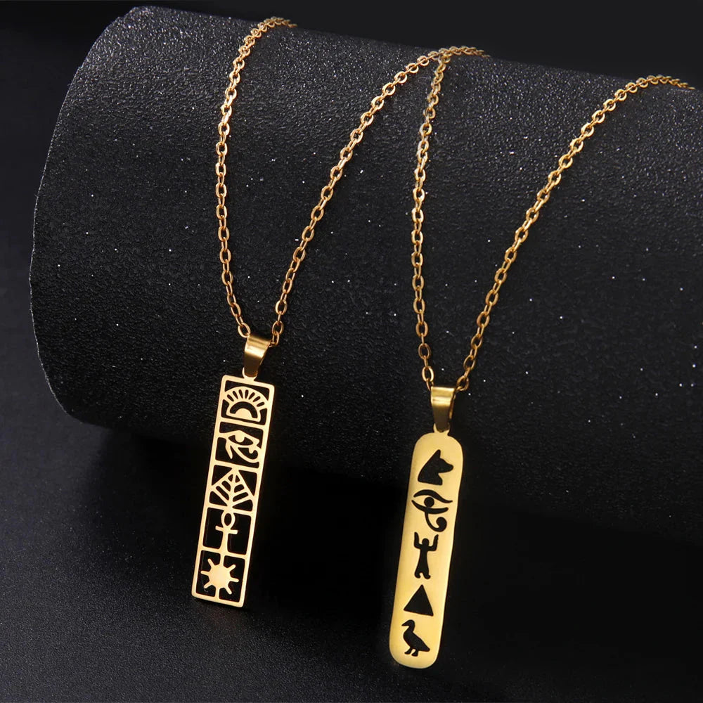 Collier Pendentif Cartouche Hiéroglyphes Egypte