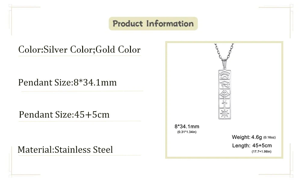 Naszyjnik z zawieszką Kartusz Hieroglify Egipt 