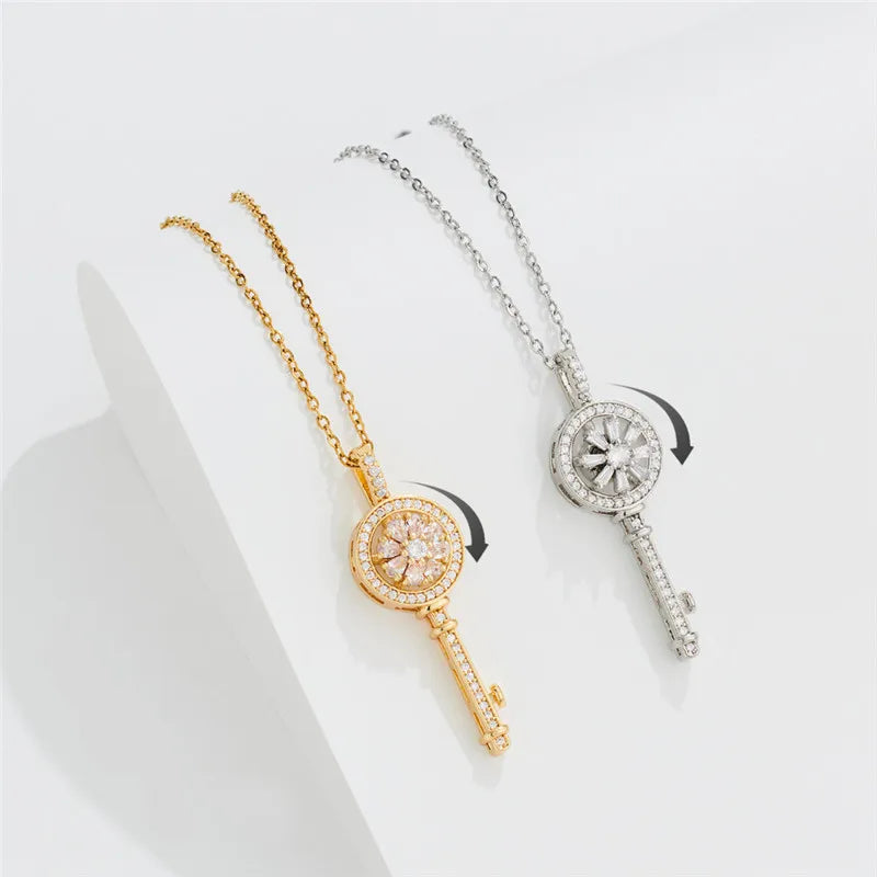 Collier Pendentif Clef Tournant Anti-Stress or
