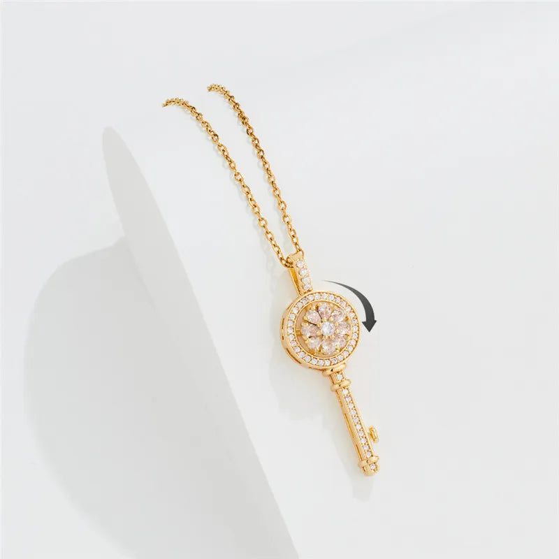 Collier Pendentif Clef Tournant Anti-Stress or