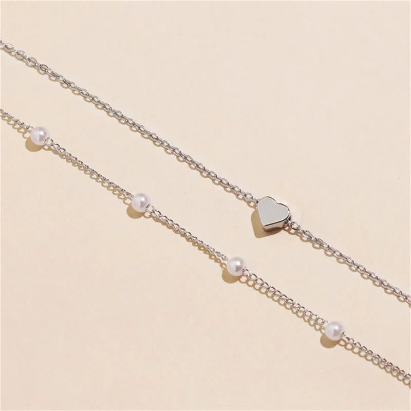 Collier Pendentif Coeur & Perles argent