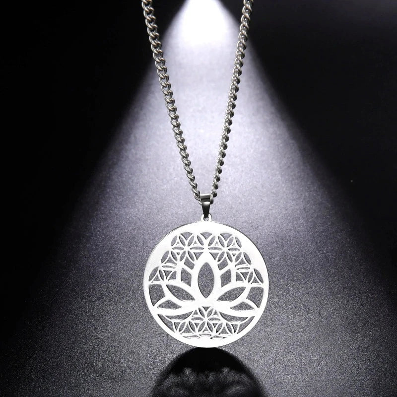 Collier Pendentif Fleur de Lotus Zen argent