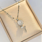 Naszyjnik z zawieszką w kształcie obracanego kwiatu słonecznika, anty-stres, srebrny