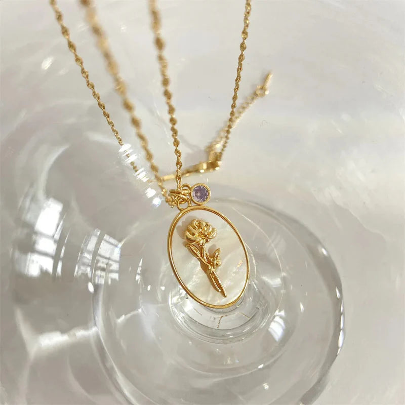 Collier Pendentif Fleur Signe du Zodiaque