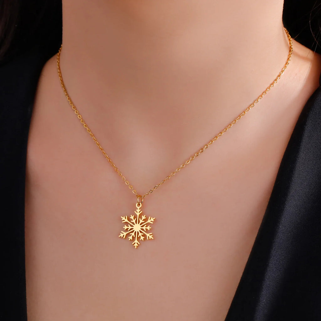 Collier Pendentif Flocon de Neige Hiver or
