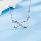 Naszyjnik z zawieszką nieskończoność z cyrkonią dla kobiet, srebrny