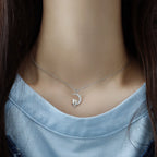 Naszyjnik z zawieszką Księżyc i Koty z kryształem