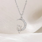 Naszyjnik z zawieszką Księżyc i Koty z kryształem