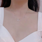 Naszyjnik z zawieszką Księżyc i Gwiazda z cyrkonią dla kobiet