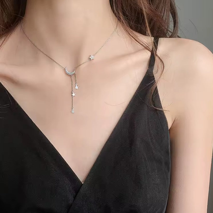 Collier Pendentif Lune Etoile Astres Femme