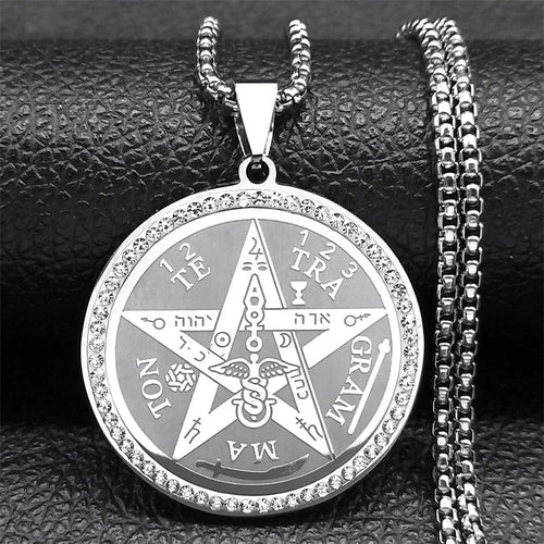 Naszyjnik z zawieszką Pentagram Czarownictwo Wicca srebrny