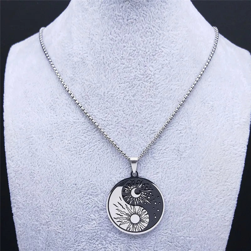 Collier Pendentif Soleil et Lune Yin Yang