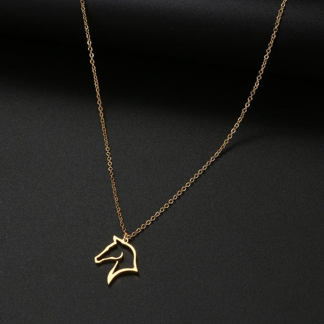 Collier Pendentif Tête de Cheval Minimaliste or