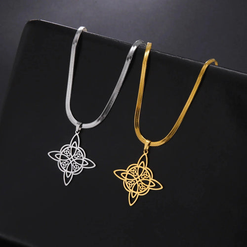Naszyjnik z zawieszką Wicca Węzeł Czarownicy Kobieta Amulet ochronny złoty