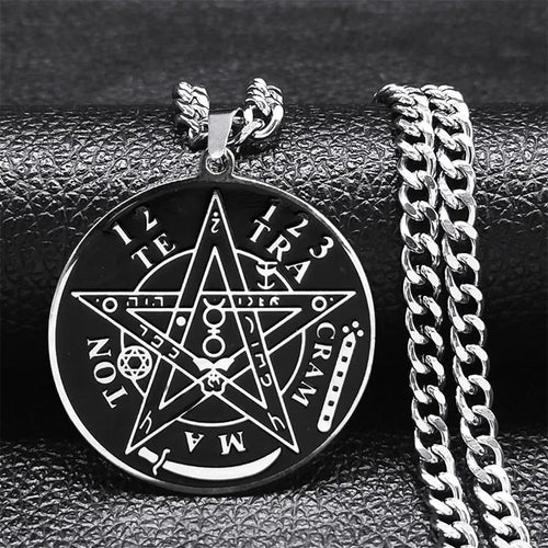 Naszyjnik z pentagramem i wisiorkiem tetragramu Salomona