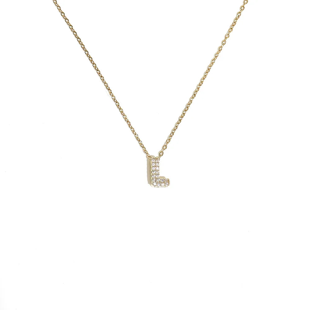 Damski naszyjnik choker z minimalistyczną zawieszką z inicjałem l