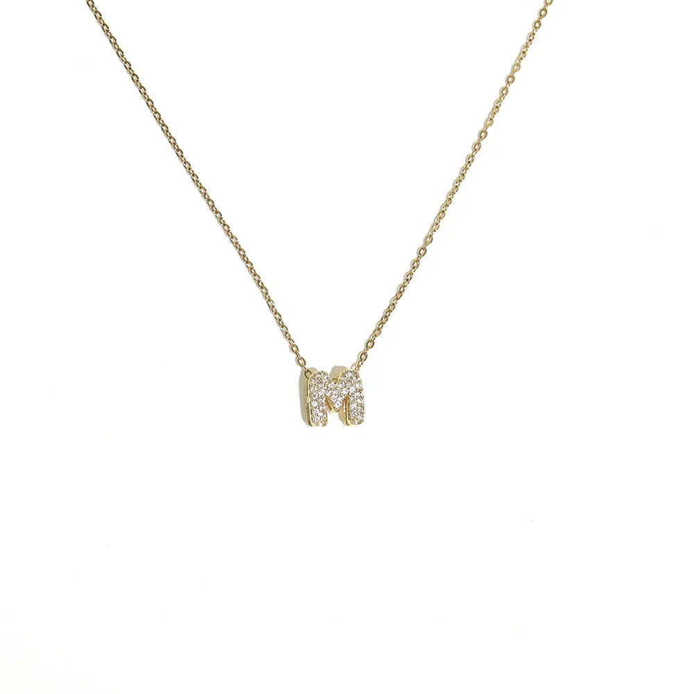 Damski naszyjnik choker z minimalistyczną zawieszką z inicjałem m