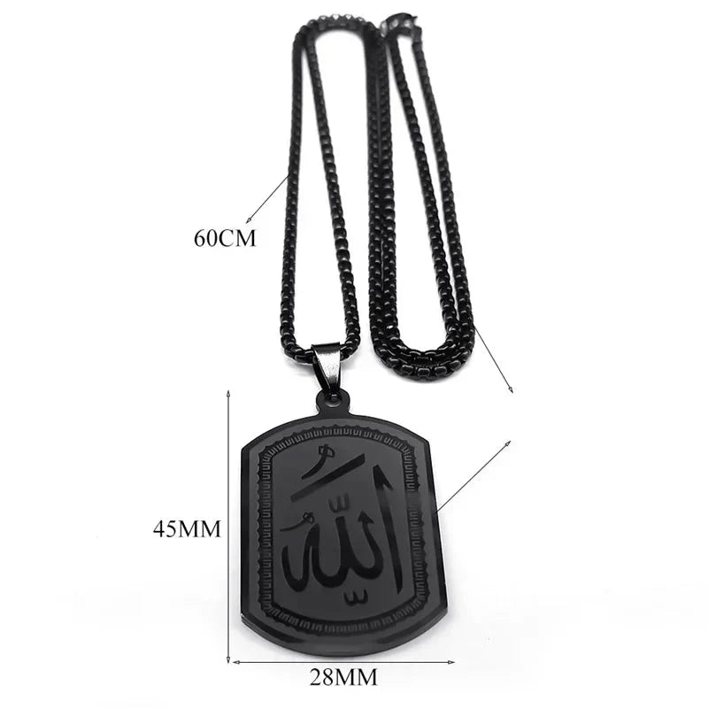 Naszyjnik dla mężczyzny lub kobiety z sześciokątną zawieszką Allah arabski muzułmański islam