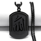 Naszyjnik dla mężczyzny lub kobiety z sześciokątną zawieszką Allah arabski muzułmański islam czarny